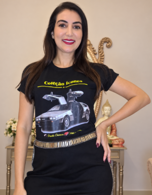 Camiseta preta DMC DeLorean 1981