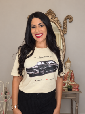 Camiseta Bege Chevrolet Impala preto 1967
