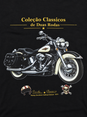 Camiseta preta Harley Davidson Softnail Deluxe 1974