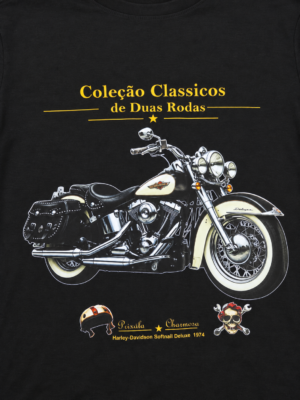 Camiseta preta Harley Davidson Softnail Deluxe 1974