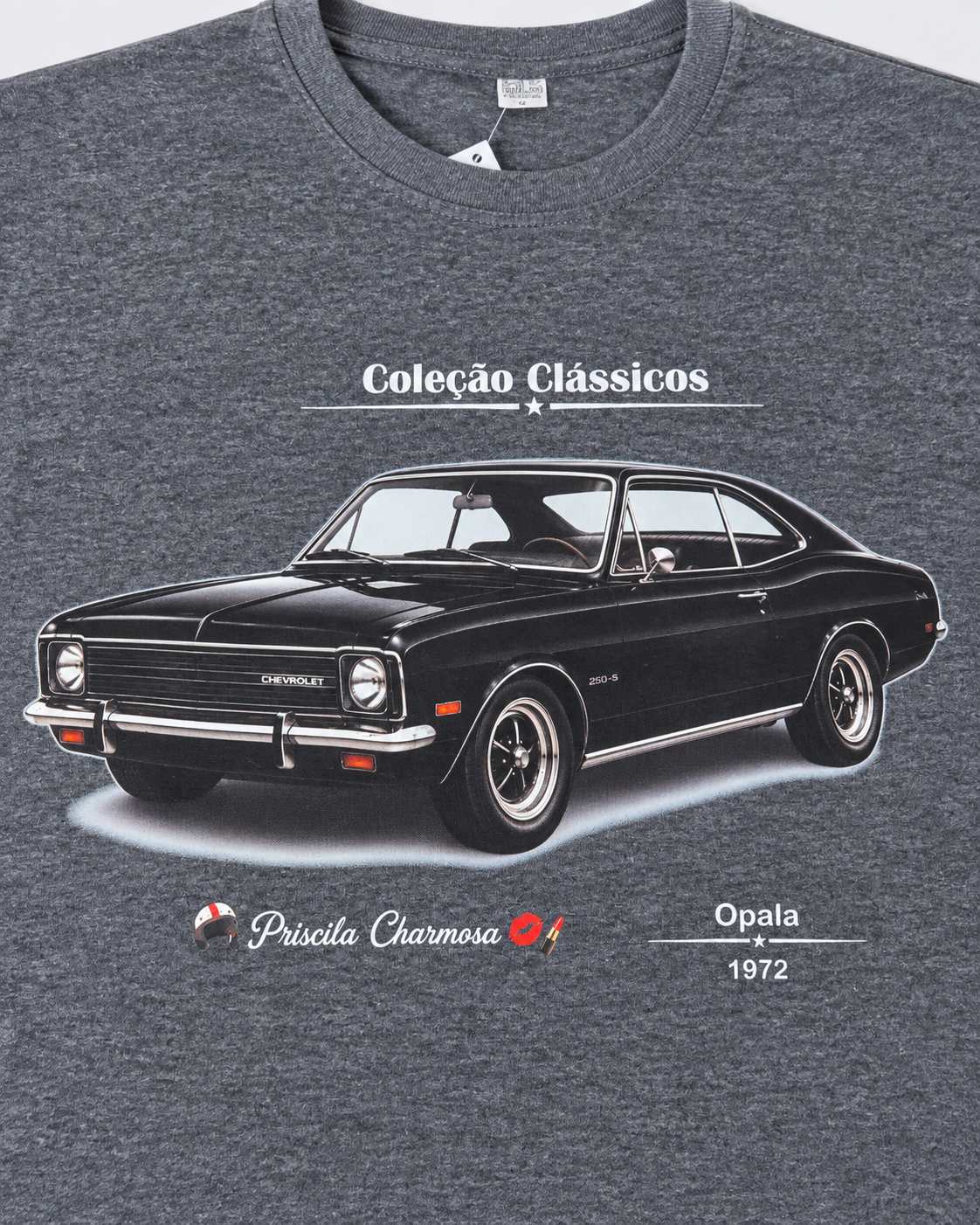 Camiseta cinza escuro Opala preto 1972 - Imagem 2