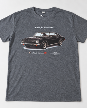 Camiseta cinza escuro Opala preto 1972