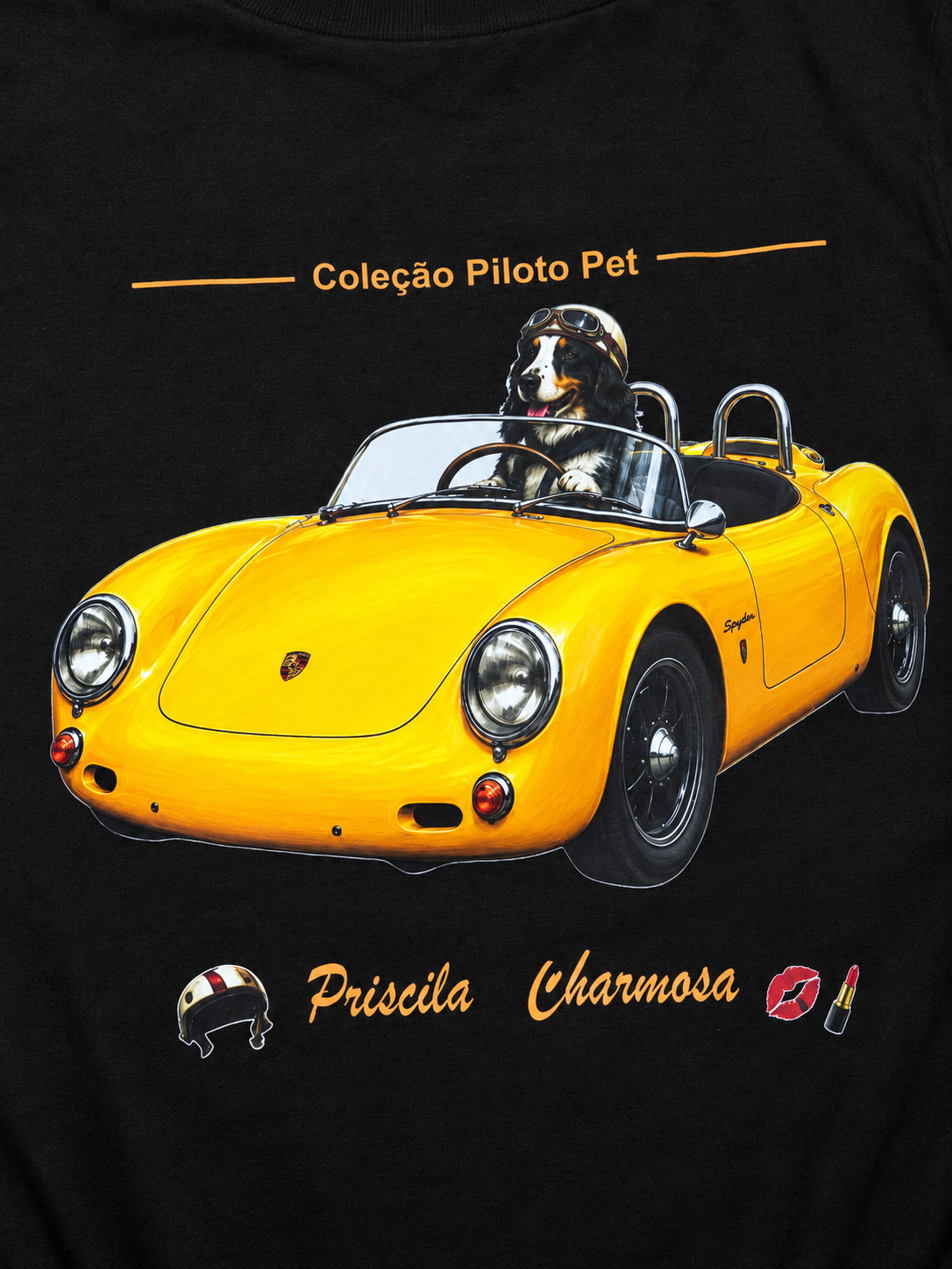Camiseta preta Piloto Pet frente